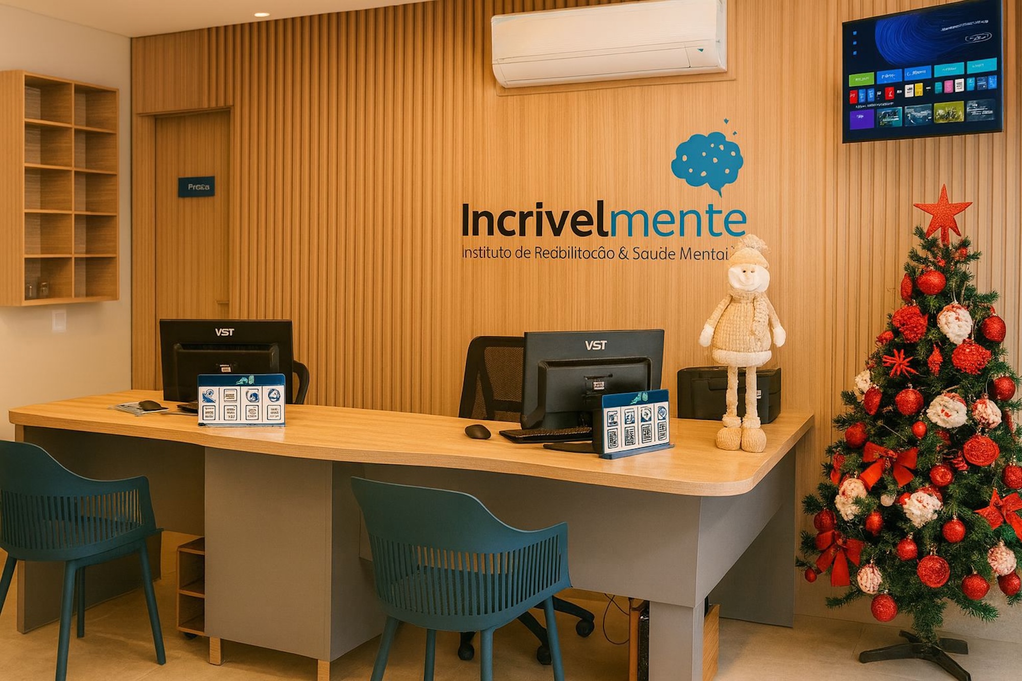 Recepção acolhedora da clínica Incrivelmente